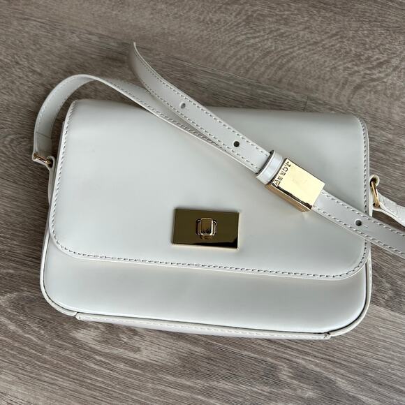 J.Crew Edie Italian Leather Structured Crossbody Bag Turnlock Natural NWT - Picture 11 of 16
